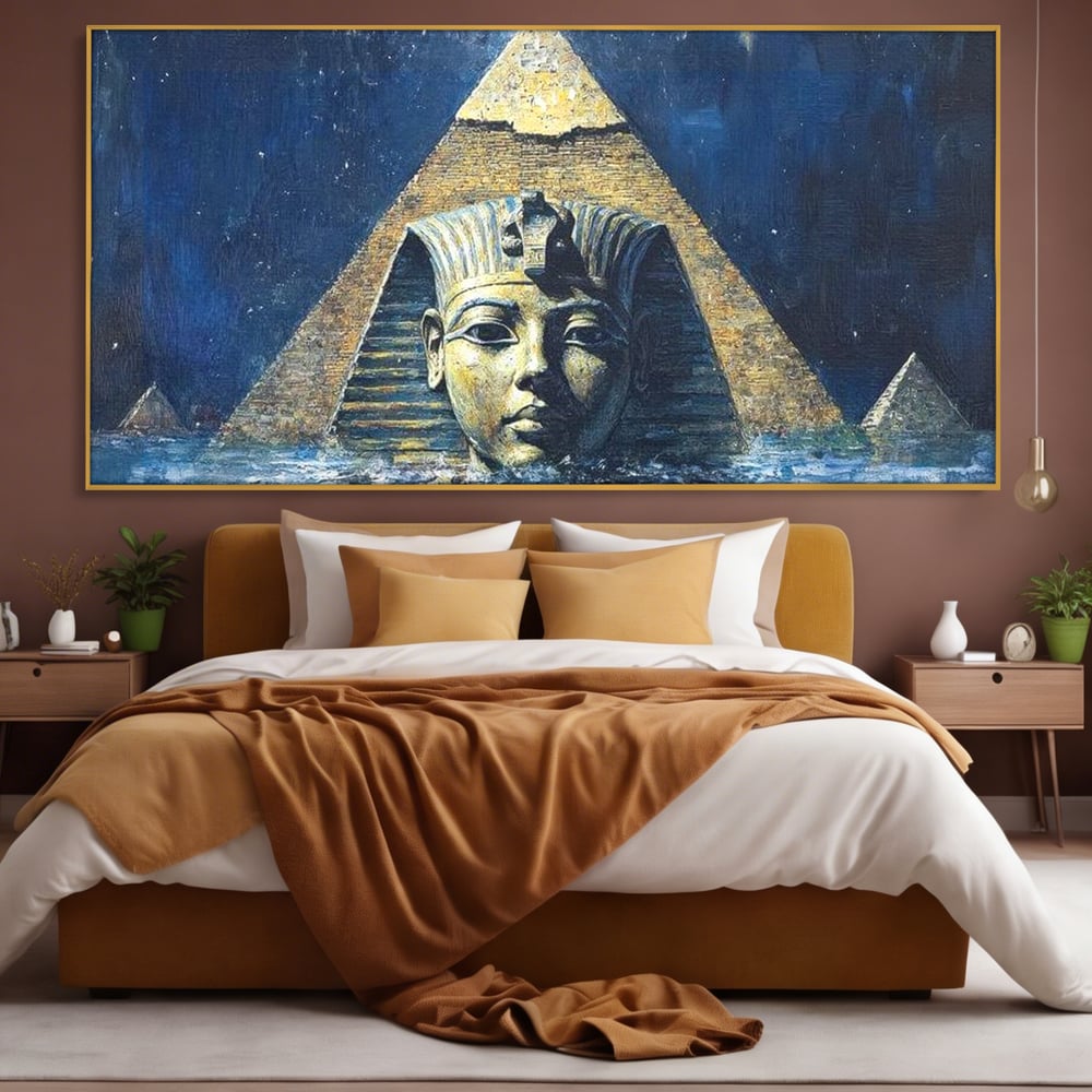Leinwandbilder Premium, LuxCanva® O1039, Geheimnisse der Pharaonen, Pyramide, Wasser, Ewigkeit, Gesicht, Ägypten, Antike, Antike, Macht, Macht, Antike, Sphinx, Heilige, Symbole, Zivilisation, Tempel, Büro, Wohnen, Schlafzimmer