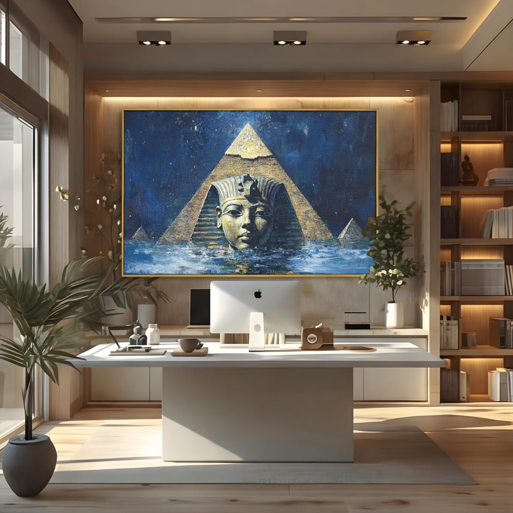 Leinwandbilder Premium, LuxCanva® O1039, Geheimnisse der Pharaonen, Pyramide, Wasser, Ewigkeit, Gesicht, Ägypten, Antike, Antike, Macht, Macht, Antike, Sphinx, Heilige, Symbole, Zivilisation, Tempel, Büro, Wohnen, Schlafzimmer