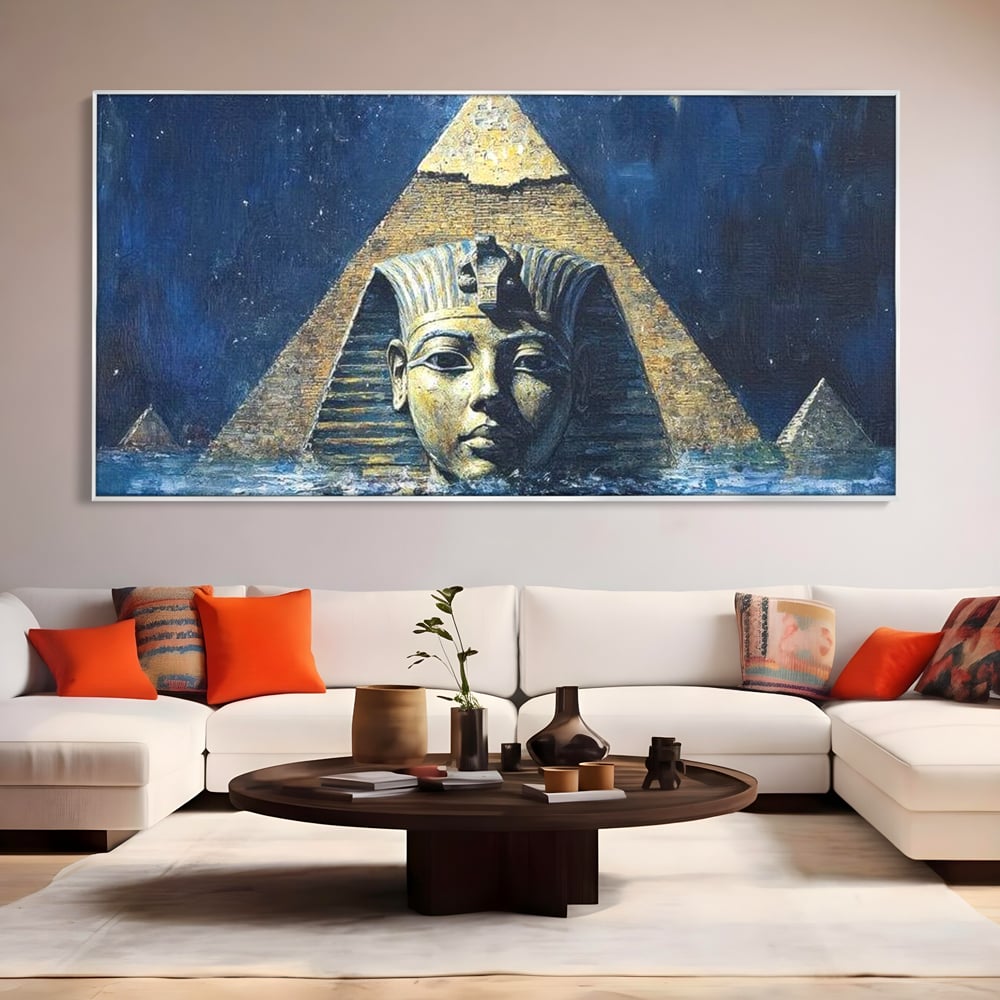 Leinwandbilder Premium, LuxCanva® O1039, Geheimnisse der Pharaonen, Pyramide, Wasser, Ewigkeit, Gesicht, Ägypten, Antike, Antike, Macht, Macht, Antike, Sphinx, Heilige, Symbole, Zivilisation, Tempel, Büro, Wohnen, Schlafzimmer