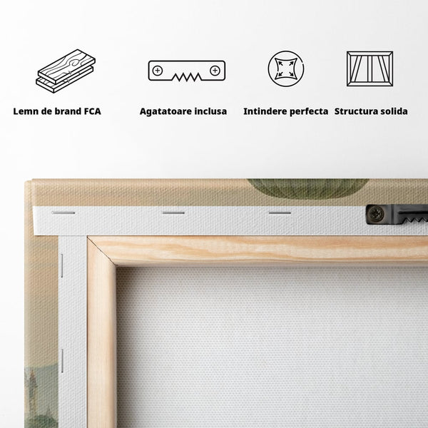 Tablou Canvas Premium, LuxCanva® O1040, Aventura in Myanmar, Zbor, Balon, Aur, Templu, Cer, Pamant, Magie, Asia, Calatorie, Rasarit, Libertate, Budism, Pagode, Liniste, Birou, Living, Dormitor