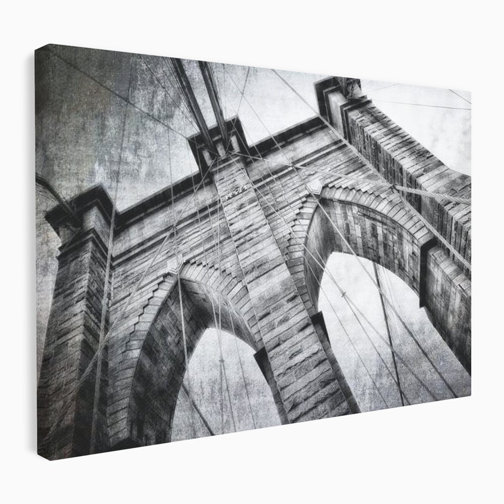 Tablou Canvas Premium, LuxCanva® O1041, Podul Brooklyn, New York, Arhitectura, Iconic, Pod, Infinit, Industrial, Urban, Atemporal, Stabilitate, Rezistenta, Maretie, Vis, Birou, Living, Dormitor