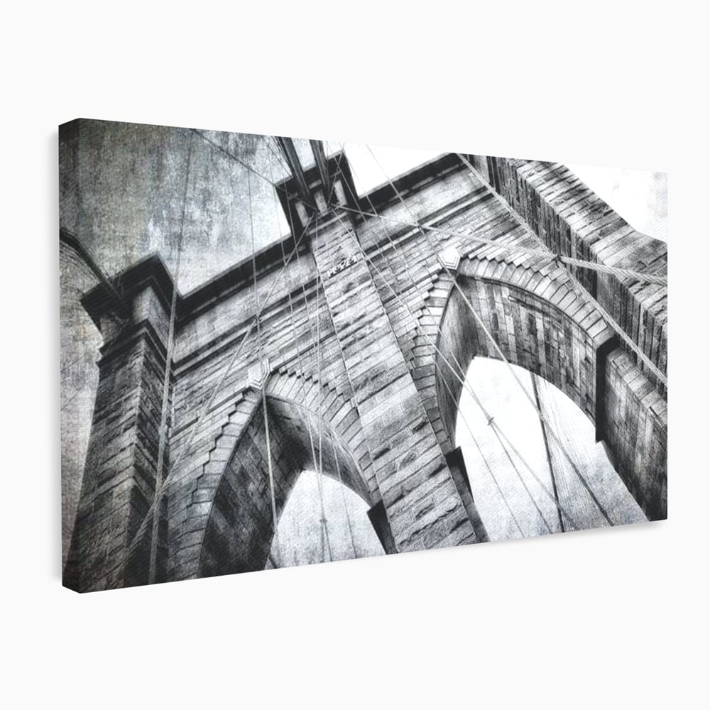 Tablou Canvas Premium, LuxCanva® O1041, Podul Brooklyn, New York, Arhitectura, Iconic, Pod, Infinit, Industrial, Urban, Atemporal, Stabilitate, Rezistenta, Maretie, Vis, Birou, Living, Dormitor