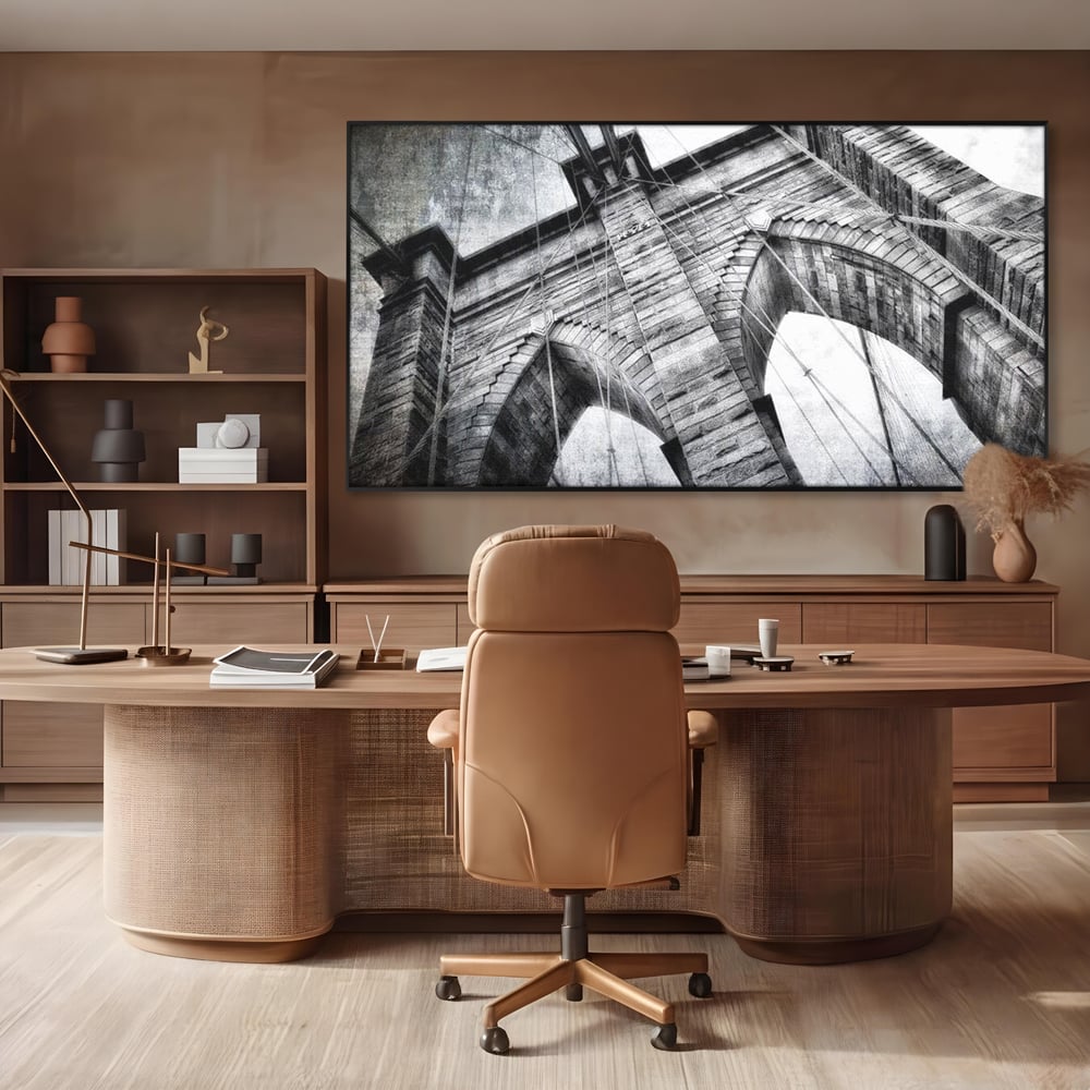 Tablou Canvas Premium, LuxCanva® O1041, Podul Brooklyn, New York, Arhitectura, Iconic, Pod, Infinit, Industrial, Urban, Atemporal, Stabilitate, Rezistenta, Maretie, Vis, Birou, Living, Dormitor