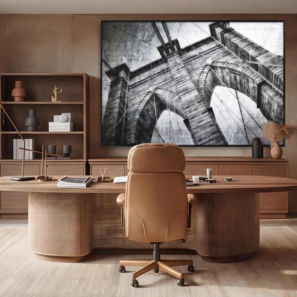 Tablou Canvas Premium, LuxCanva® O1041, Podul Brooklyn, New York, Arhitectura, Iconic, Pod, Infinit, Industrial, Urban, Atemporal, Stabilitate, Rezistenta, Maretie, Vis, Birou, Living, Dormitor