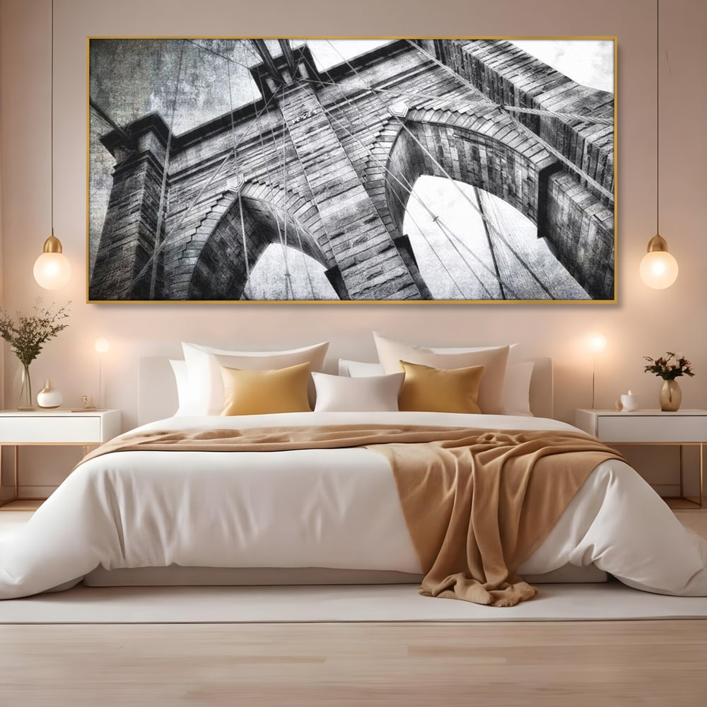 Tablou Canvas Premium, LuxCanva® O1041, Podul Brooklyn, New York, Arhitectura, Iconic, Pod, Infinit, Industrial, Urban, Atemporal, Stabilitate, Rezistenta, Maretie, Vis, Birou, Living, Dormitor