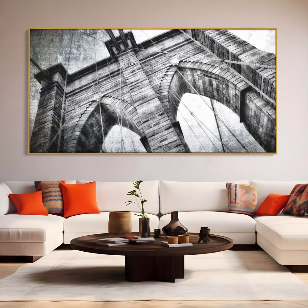 Tablou Canvas Premium, LuxCanva® O1041, Podul Brooklyn, New York, Arhitectura, Iconic, Pod, Infinit, Industrial, Urban, Atemporal, Stabilitate, Rezistenta, Maretie, Vis, Birou, Living, Dormitor