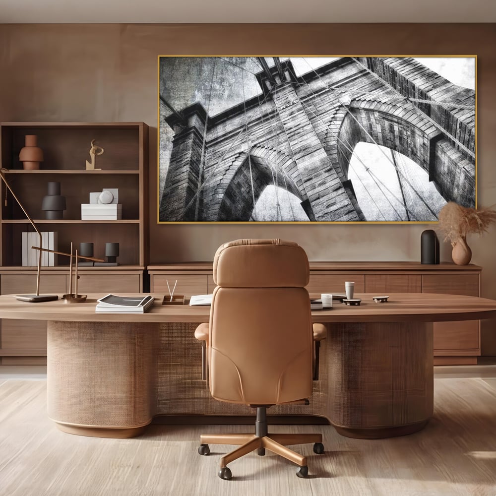 Tablou Canvas Premium, LuxCanva® O1041, Podul Brooklyn, New York, Arhitectura, Iconic, Pod, Infinit, Industrial, Urban, Atemporal, Stabilitate, Rezistenta, Maretie, Vis, Birou, Living, Dormitor