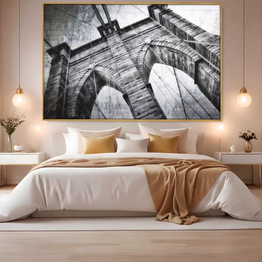 Tablou Canvas Premium, LuxCanva® O1041, Podul Brooklyn, New York, Arhitectura, Iconic, Pod, Infinit, Industrial, Urban, Atemporal, Stabilitate, Rezistenta, Maretie, Vis, Birou, Living, Dormitor