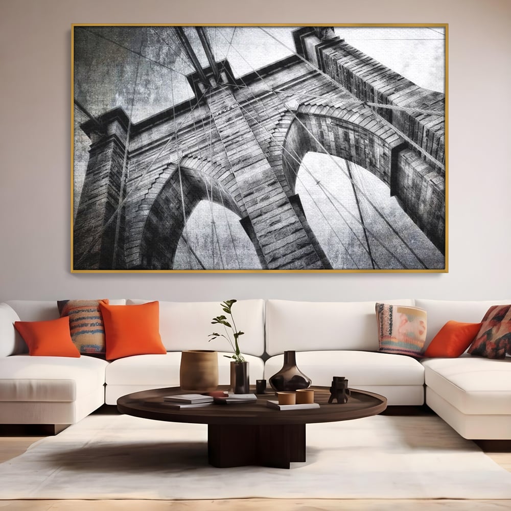 Tablou Canvas Premium, LuxCanva® O1041, Podul Brooklyn, New York, Arhitectura, Iconic, Pod, Infinit, Industrial, Urban, Atemporal, Stabilitate, Rezistenta, Maretie, Vis, Birou, Living, Dormitor