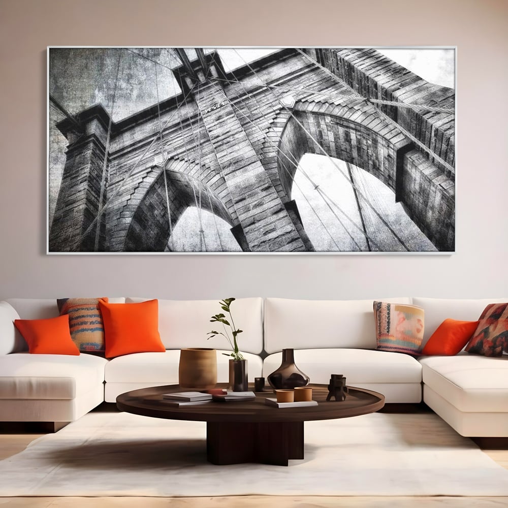 Tablou Canvas Premium, LuxCanva® O1041, Podul Brooklyn, New York, Arhitectura, Iconic, Pod, Infinit, Industrial, Urban, Atemporal, Stabilitate, Rezistenta, Maretie, Vis, Birou, Living, Dormitor