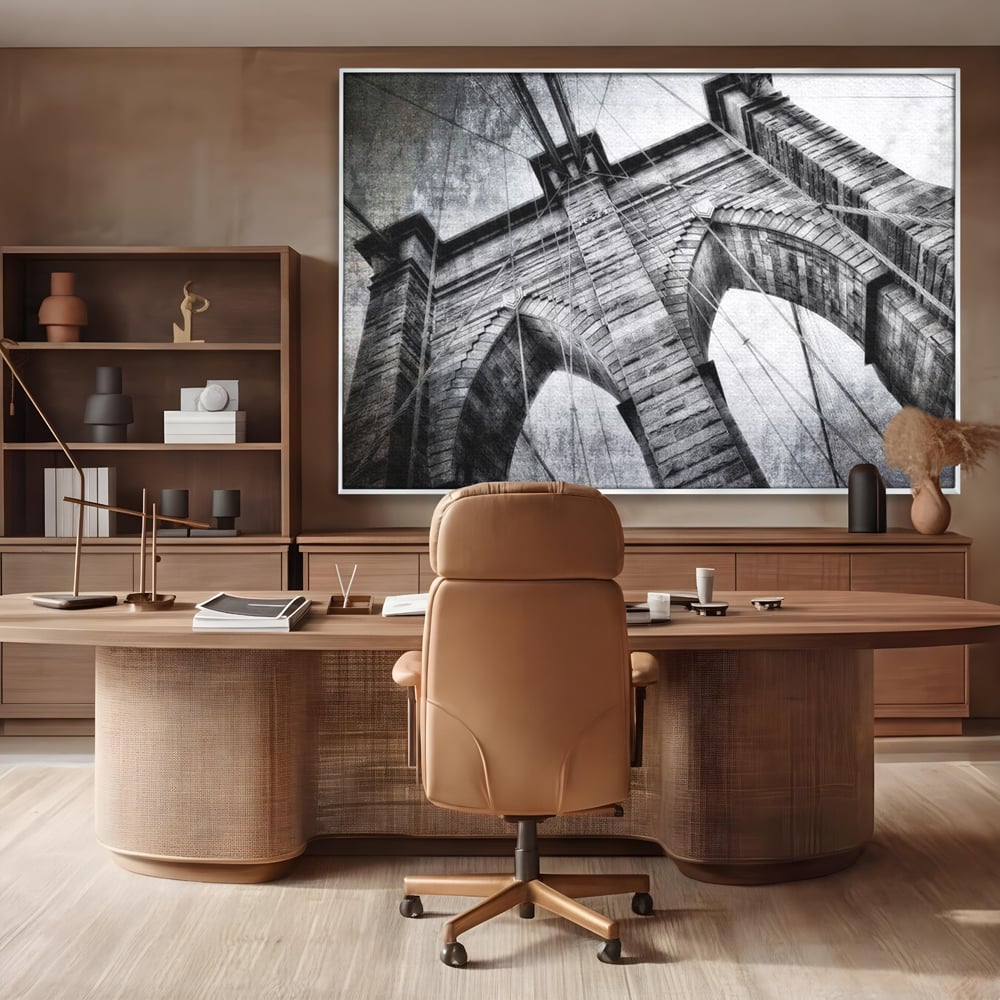 Tablou Canvas Premium, LuxCanva® O1041, Podul Brooklyn, New York, Arhitectura, Iconic, Pod, Infinit, Industrial, Urban, Atemporal, Stabilitate, Rezistenta, Maretie, Vis, Birou, Living, Dormitor