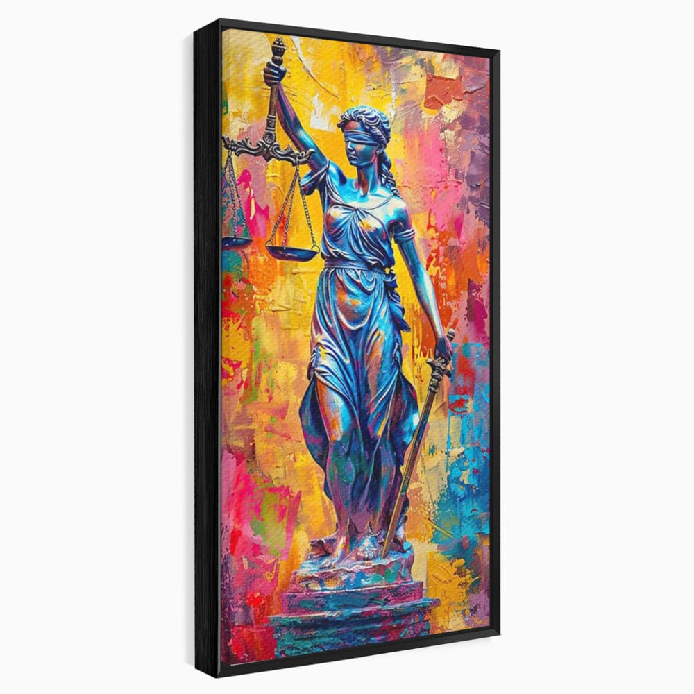 Tablou Canvas Premium, LuxCanva® O1042, Themis, Zeita Justitiei, Echilibru, Dreptate, Putere, Simbol, Balanta, Sabie, Echitate, Lege, Ordine, Adevar, Autoritate, Integritate, Birou, Living, Dormitor