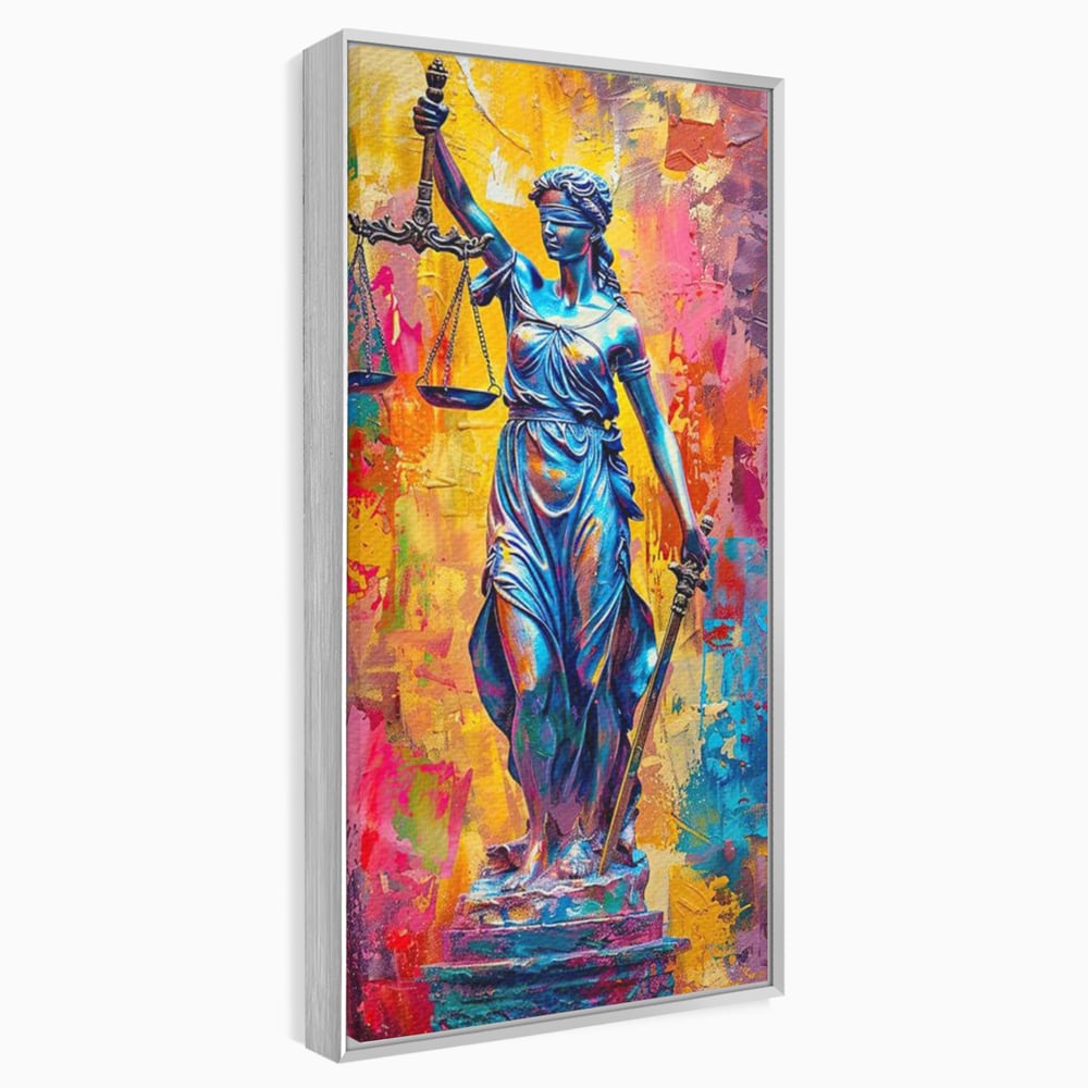 Tablou Canvas Premium, LuxCanva® O1042, Themis, Zeita Justitiei, Echilibru, Dreptate, Putere, Simbol, Balanta, Sabie, Echitate, Lege, Ordine, Adevar, Autoritate, Integritate, Birou, Living, Dormitor
