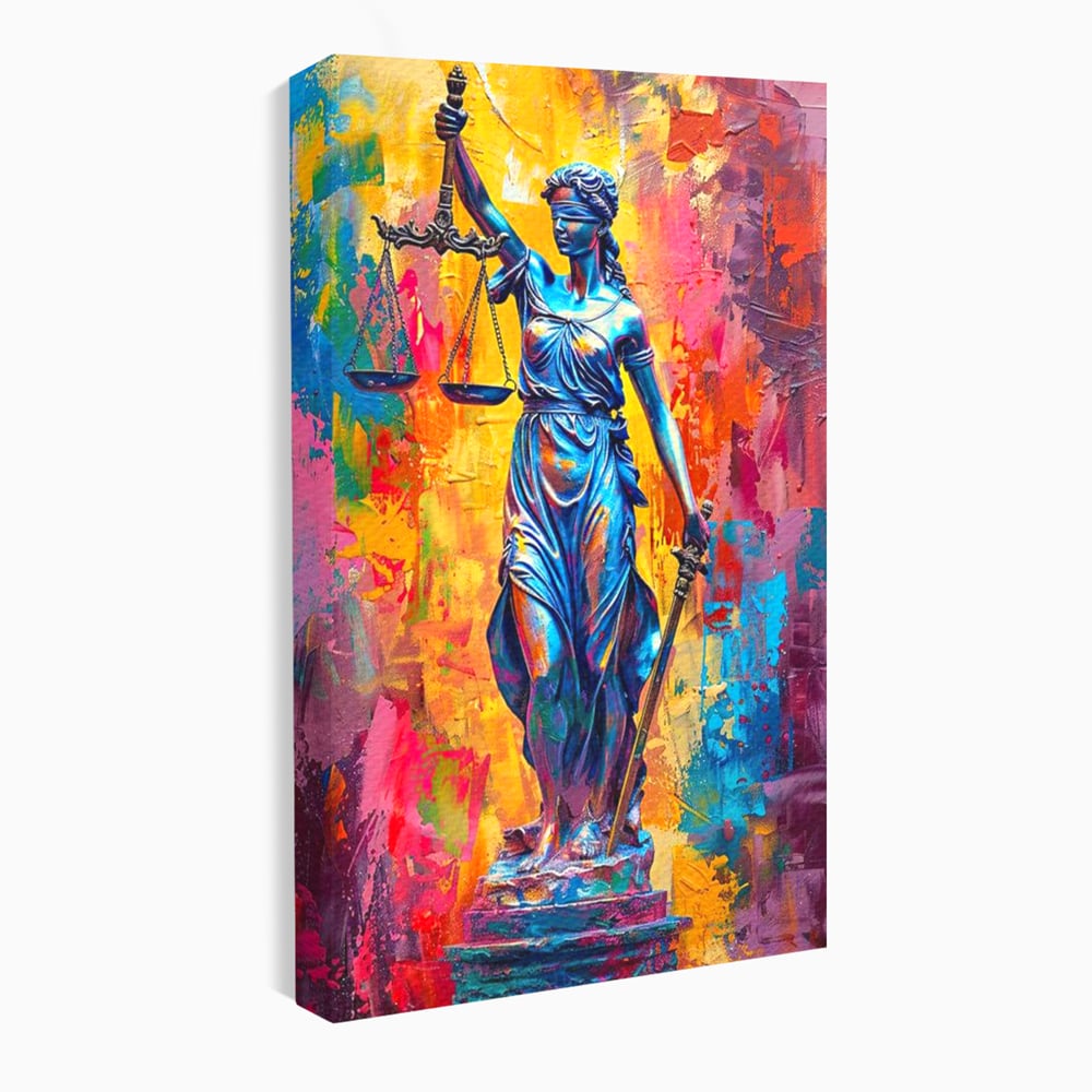 Tablou Canvas Premium, LuxCanva® O1042, Themis, Zeita Justitiei, Echilibru, Dreptate, Putere, Simbol, Balanta, Sabie, Echitate, Lege, Ordine, Adevar, Autoritate, Integritate, Birou, Living, Dormitor