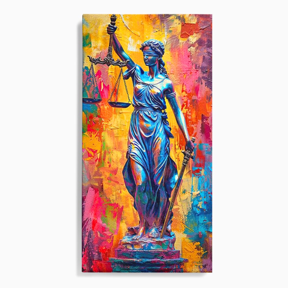 Tablou Canvas Premium, LuxCanva® O1042, Themis, Zeita Justitiei, Echilibru, Dreptate, Putere, Simbol, Balanta, Sabie, Echitate, Lege, Ordine, Adevar, Autoritate, Integritate, Birou, Living, Dormitor