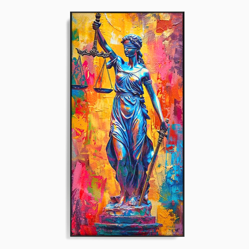 Tablou Canvas Premium, LuxCanva® O1042, Themis, Zeita Justitiei, Echilibru, Dreptate, Putere, Simbol, Balanta, Sabie, Echitate, Lege, Ordine, Adevar, Autoritate, Integritate, Birou, Living, Dormitor