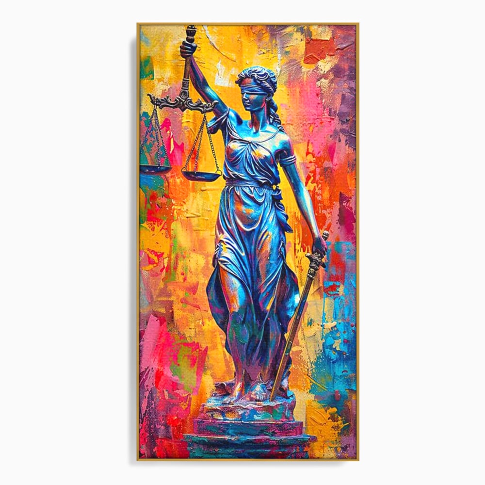 Tablou Canvas Premium, LuxCanva® O1042, Themis, Zeita Justitiei, Echilibru, Dreptate, Putere, Simbol, Balanta, Sabie, Echitate, Lege, Ordine, Adevar, Autoritate, Integritate, Birou, Living, Dormitor