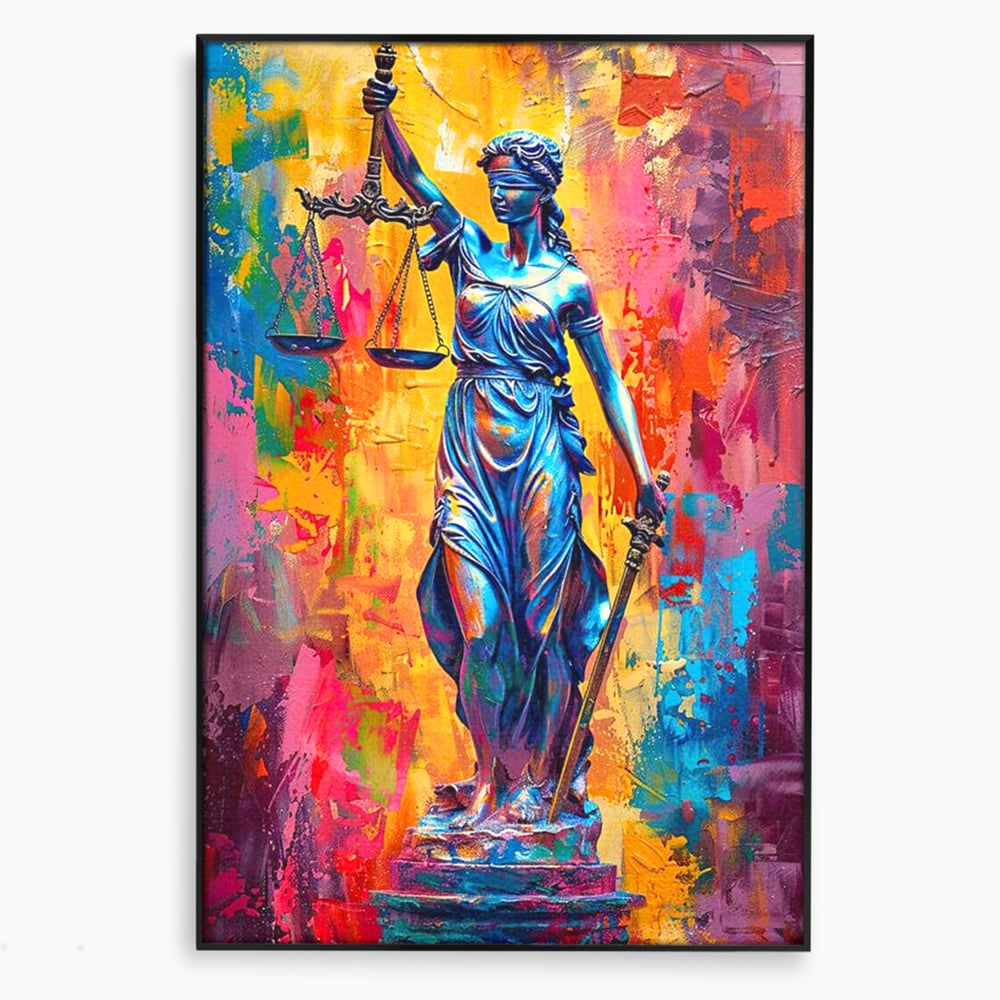 Tablou Canvas Premium, LuxCanva® O1042, Themis, Zeita Justitiei, Echilibru, Dreptate, Putere, Simbol, Balanta, Sabie, Echitate, Lege, Ordine, Adevar, Autoritate, Integritate, Birou, Living, Dormitor