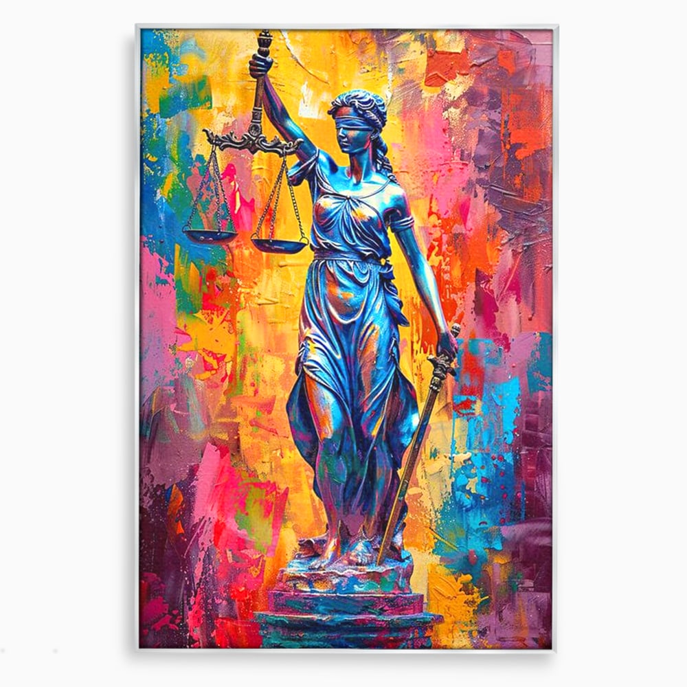 Tablou Canvas Premium, LuxCanva® O1042, Themis, Zeita Justitiei, Echilibru, Dreptate, Putere, Simbol, Balanta, Sabie, Echitate, Lege, Ordine, Adevar, Autoritate, Integritate, Birou, Living, Dormitor