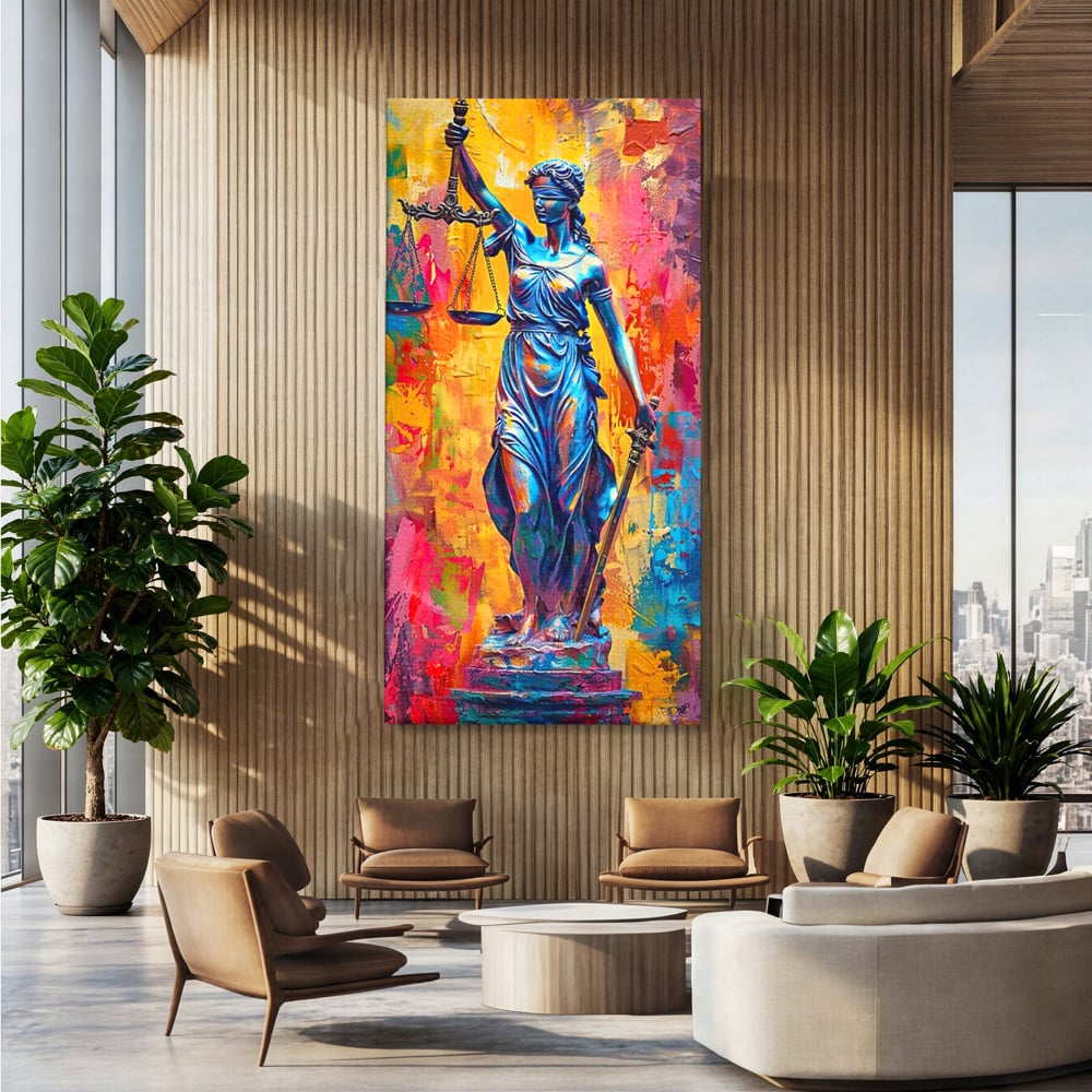 Tablou Canvas Premium, LuxCanva® O1042, Themis, Zeita Justitiei, Echilibru, Dreptate, Putere, Simbol, Balanta, Sabie, Echitate, Lege, Ordine, Adevar, Autoritate, Integritate, Birou, Living, Dormitor