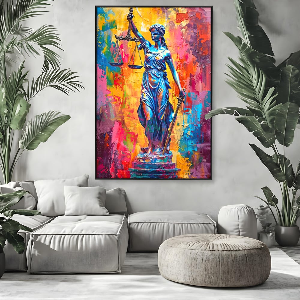 Tablou Canvas Premium, LuxCanva® O1042, Themis, Zeita Justitiei, Echilibru, Dreptate, Putere, Simbol, Balanta, Sabie, Echitate, Lege, Ordine, Adevar, Autoritate, Integritate, Birou, Living, Dormitor