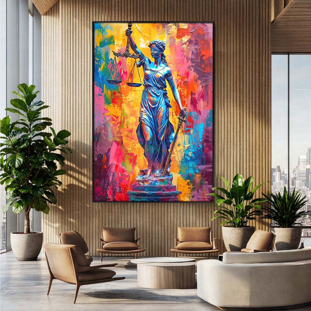 Tablou Canvas Premium, LuxCanva® O1042, Themis, Zeita Justitiei, Echilibru, Dreptate, Putere, Simbol, Balanta, Sabie, Echitate, Lege, Ordine, Adevar, Autoritate, Integritate, Birou, Living, Dormitor