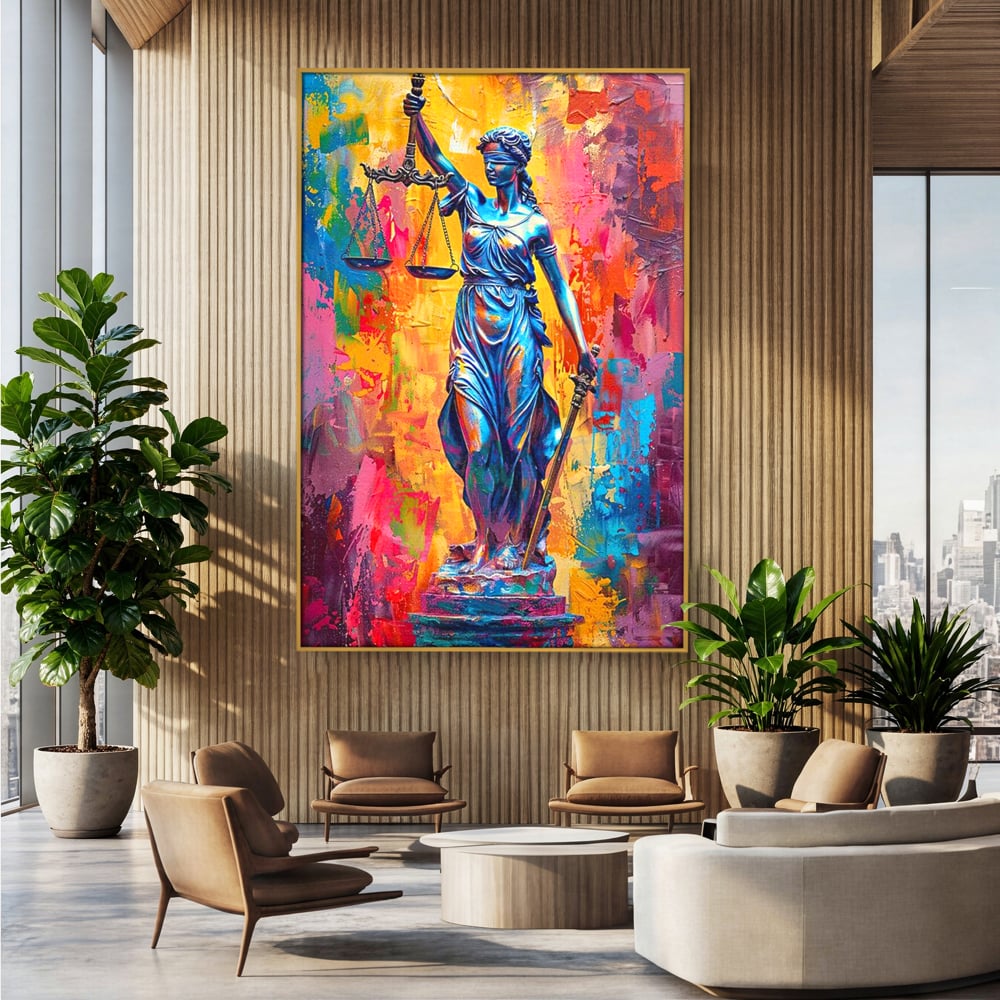 Tablou Canvas Premium, LuxCanva® O1042, Themis, Zeita Justitiei, Echilibru, Dreptate, Putere, Simbol, Balanta, Sabie, Echitate, Lege, Ordine, Adevar, Autoritate, Integritate, Birou, Living, Dormitor