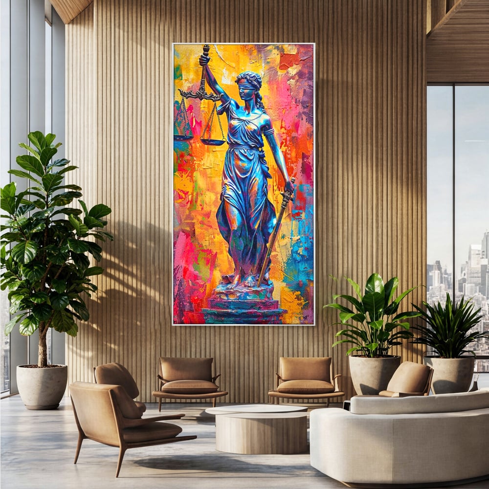 Tablou Canvas Premium, LuxCanva® O1042, Themis, Zeita Justitiei, Echilibru, Dreptate, Putere, Simbol, Balanta, Sabie, Echitate, Lege, Ordine, Adevar, Autoritate, Integritate, Birou, Living, Dormitor
