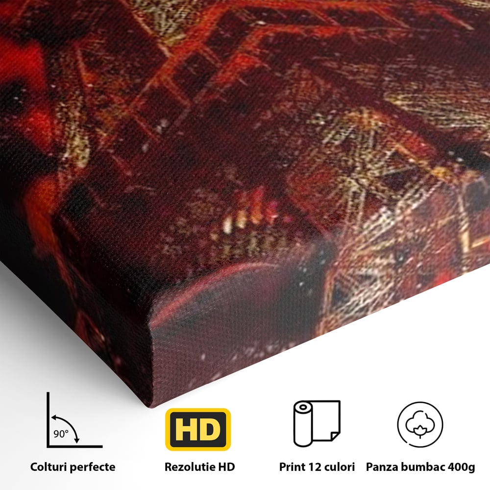 Tablou Canvas Premium, LuxCanva® O1043, Parisul in Rosu, Turn, Eiffel, Flacari, Lumina, Iubire, Elegant, Parizian, Fascinant, Pasiune, Oras, Capitala, Europa, Atractie, Turist, Birou, Living, Dormitor
