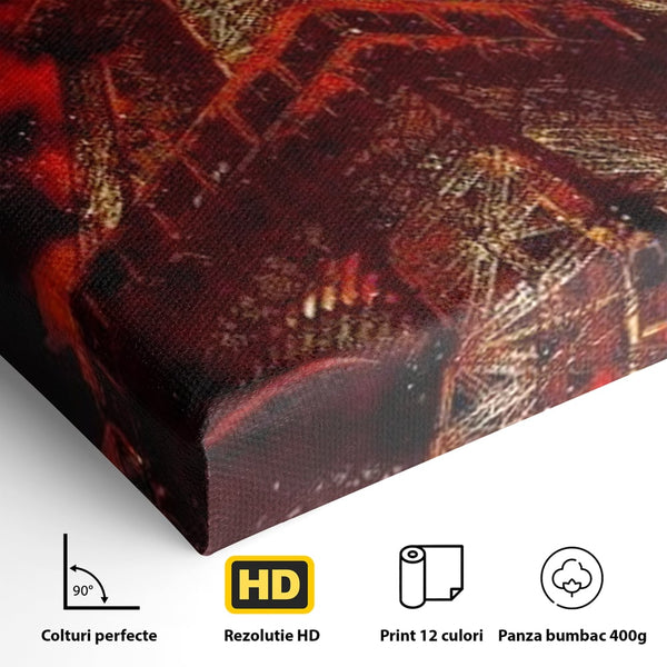 Tablou Canvas Premium, LuxCanva® O1043, Parisul in Rosu, Turn, Eiffel, Flacari, Lumina, Iubire, Elegant, Parizian, Fascinant, Pasiune, Oras, Capitala, Europa, Atractie, Turist, Birou, Living, Dormitor
