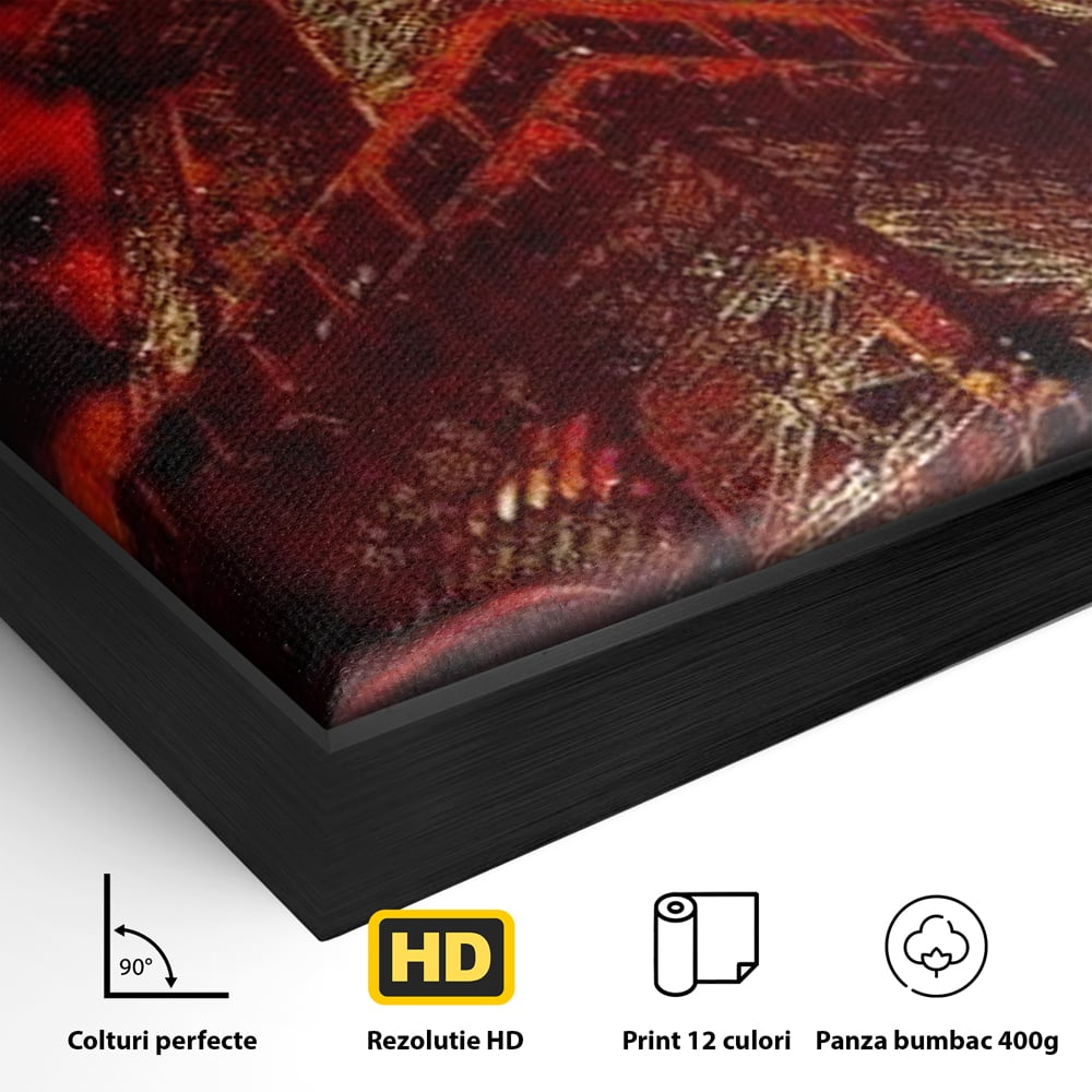 Tablou Canvas Premium, LuxCanva® O1043, Parisul in Rosu, Turn, Eiffel, Flacari, Lumina, Iubire, Elegant, Parizian, Fascinant, Pasiune, Oras, Capitala, Europa, Atractie, Turist, Birou, Living, Dormitor