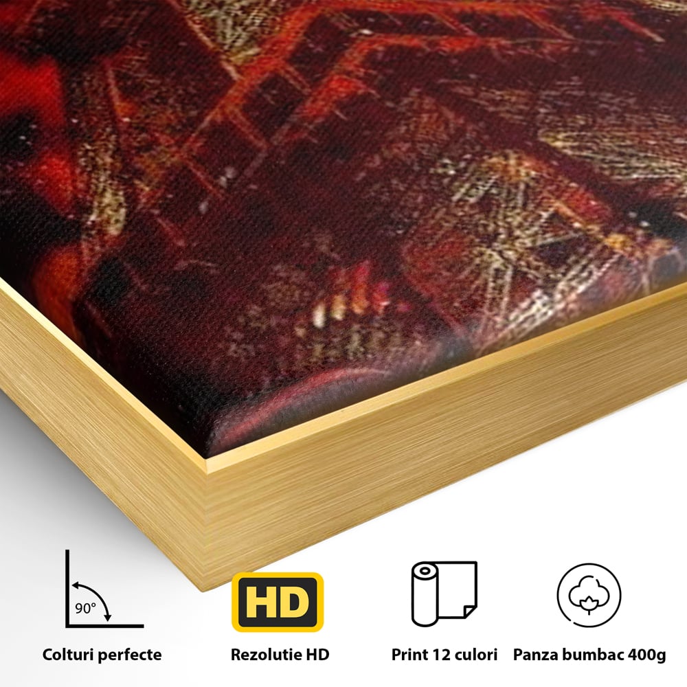 Tablou Canvas Premium, LuxCanva® O1043, Parisul in Rosu, Turn, Eiffel, Flacari, Lumina, Iubire, Elegant, Parizian, Fascinant, Pasiune, Oras, Capitala, Europa, Atractie, Turist, Birou, Living, Dormitor