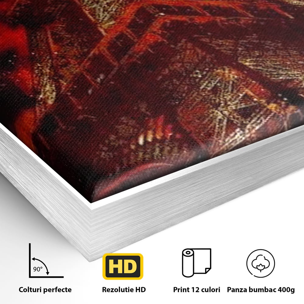 Tablou Canvas Premium, LuxCanva® O1043, Parisul in Rosu, Turn, Eiffel, Flacari, Lumina, Iubire, Elegant, Parizian, Fascinant, Pasiune, Oras, Capitala, Europa, Atractie, Turist, Birou, Living, Dormitor