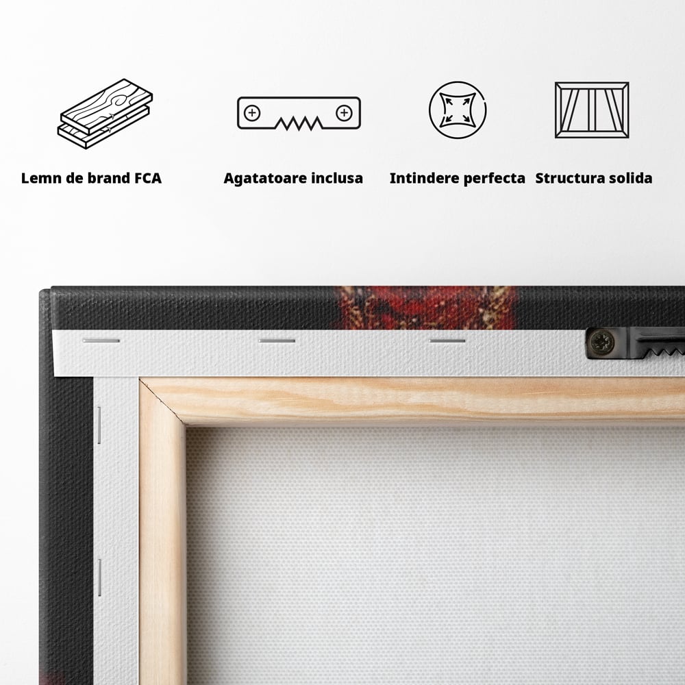 Tablou Canvas Premium, LuxCanva® O1043, Parisul in Rosu, Turn, Eiffel, Flacari, Lumina, Iubire, Elegant, Parizian, Fascinant, Pasiune, Oras, Capitala, Europa, Atractie, Turist, Birou, Living, Dormitor