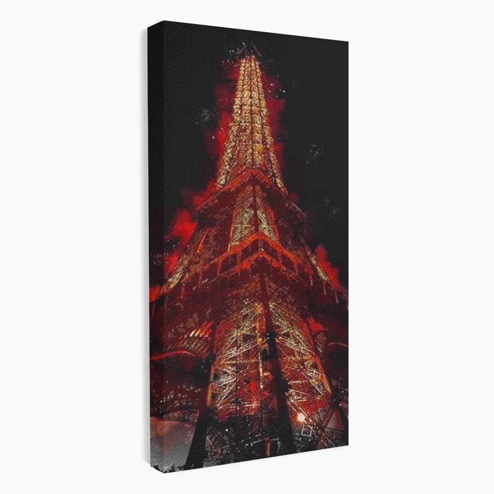 Tablou Canvas Premium, LuxCanva® O1043, Parisul in Rosu, Turn, Eiffel, Flacari, Lumina, Iubire, Elegant, Parizian, Fascinant, Pasiune, Oras, Capitala, Europa, Atractie, Turist, Birou, Living, Dormitor