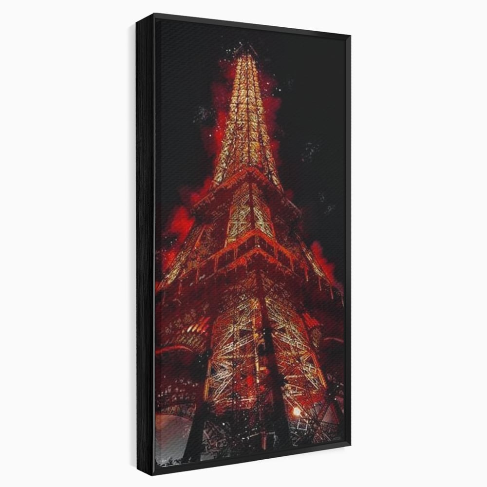 Tablou Canvas Premium, LuxCanva® O1043, Parisul in Rosu, Turn, Eiffel, Flacari, Lumina, Iubire, Elegant, Parizian, Fascinant, Pasiune, Oras, Capitala, Europa, Atractie, Turist, Birou, Living, Dormitor