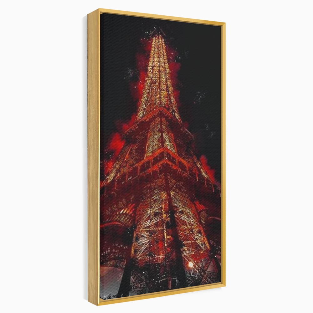 Tablou Canvas Premium, LuxCanva® O1043, Parisul in Rosu, Turn, Eiffel, Flacari, Lumina, Iubire, Elegant, Parizian, Fascinant, Pasiune, Oras, Capitala, Europa, Atractie, Turist, Birou, Living, Dormitor