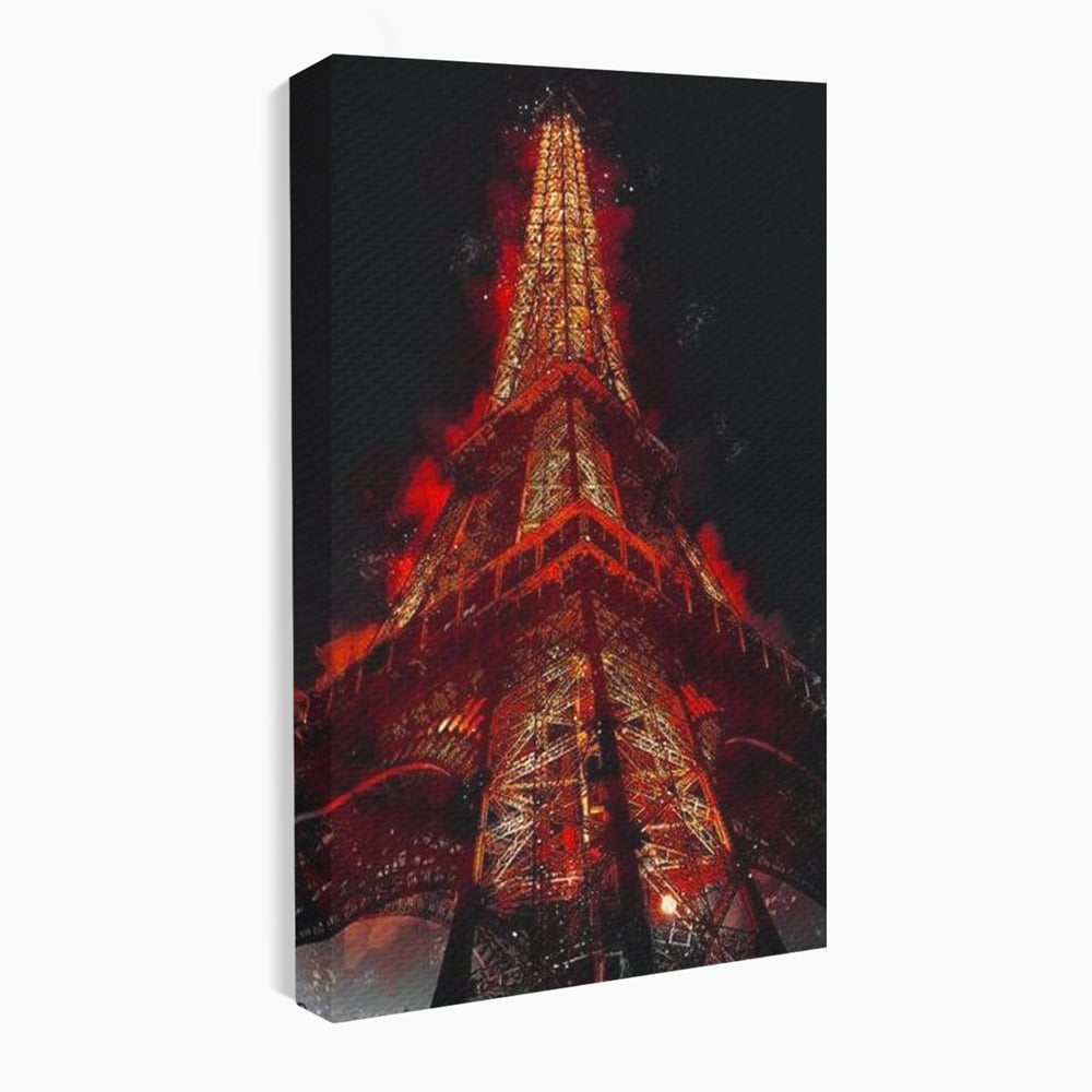 Tablou Canvas Premium, LuxCanva® O1043, Parisul in Rosu, Turn, Eiffel, Flacari, Lumina, Iubire, Elegant, Parizian, Fascinant, Pasiune, Oras, Capitala, Europa, Atractie, Turist, Birou, Living, Dormitor