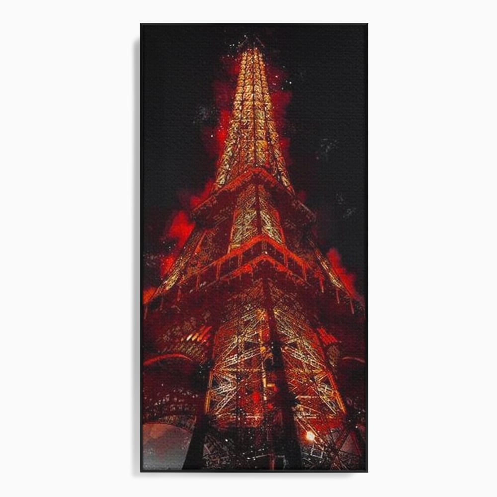 Tablou Canvas Premium, LuxCanva® O1043, Parisul in Rosu, Turn, Eiffel, Flacari, Lumina, Iubire, Elegant, Parizian, Fascinant, Pasiune, Oras, Capitala, Europa, Atractie, Turist, Birou, Living, Dormitor