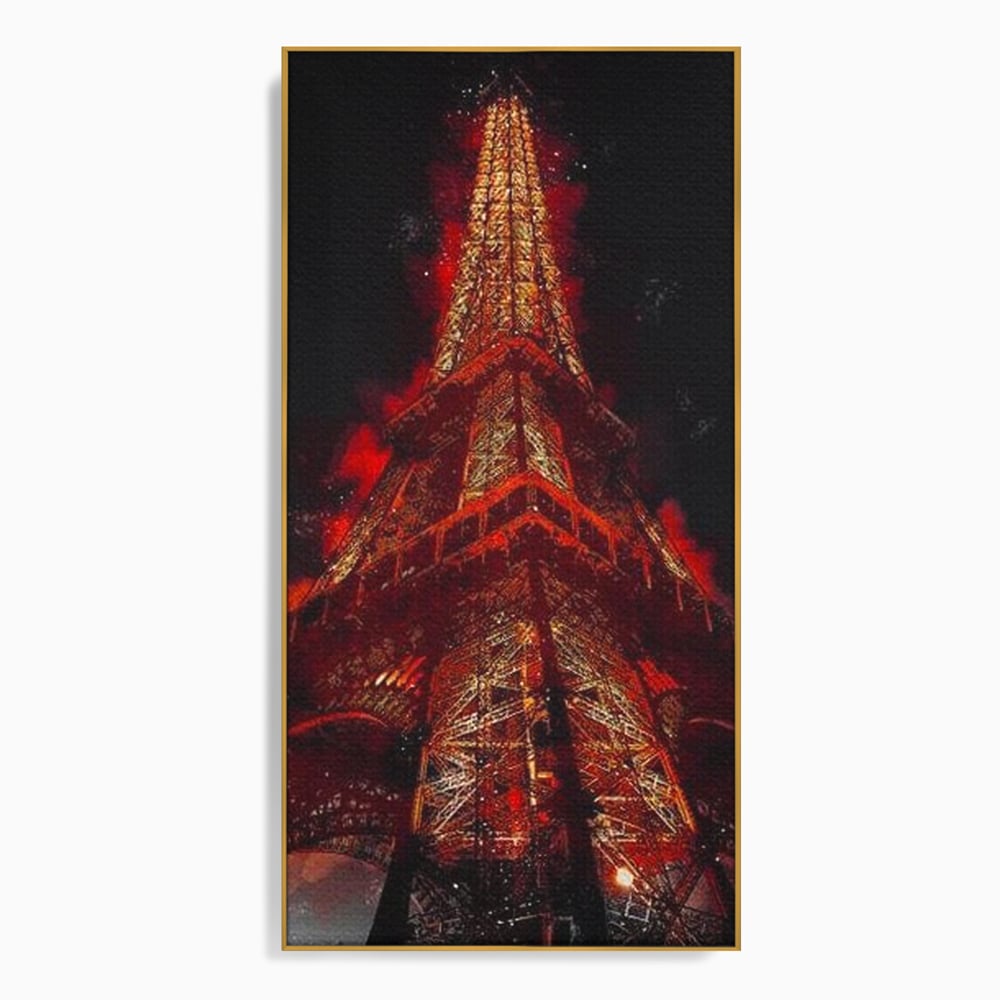 Tablou Canvas Premium, LuxCanva® O1043, Parisul in Rosu, Turn, Eiffel, Flacari, Lumina, Iubire, Elegant, Parizian, Fascinant, Pasiune, Oras, Capitala, Europa, Atractie, Turist, Birou, Living, Dormitor