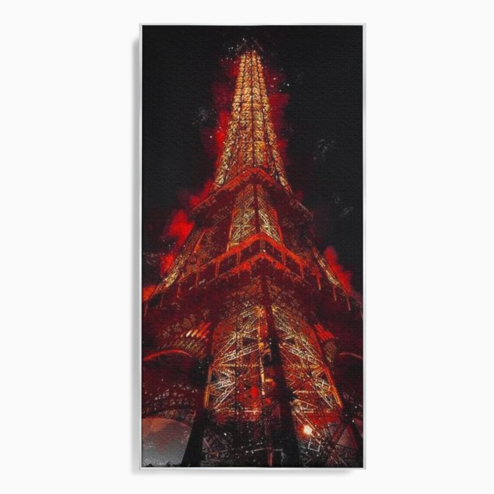 Tablou Canvas Premium, LuxCanva® O1043, Parisul in Rosu, Turn, Eiffel, Flacari, Lumina, Iubire, Elegant, Parizian, Fascinant, Pasiune, Oras, Capitala, Europa, Atractie, Turist, Birou, Living, Dormitor