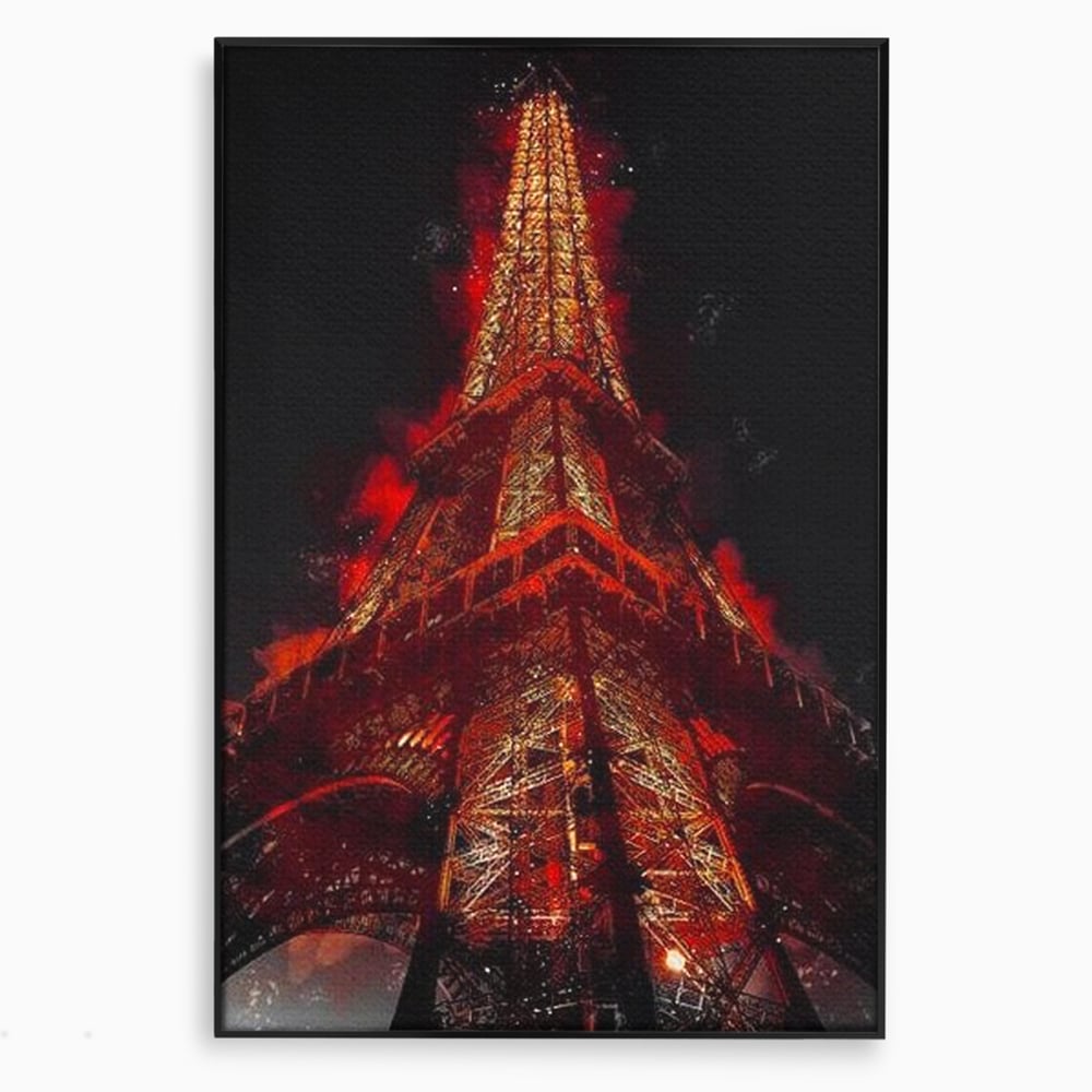 Tablou Canvas Premium, LuxCanva® O1043, Parisul in Rosu, Turn, Eiffel, Flacari, Lumina, Iubire, Elegant, Parizian, Fascinant, Pasiune, Oras, Capitala, Europa, Atractie, Turist, Birou, Living, Dormitor
