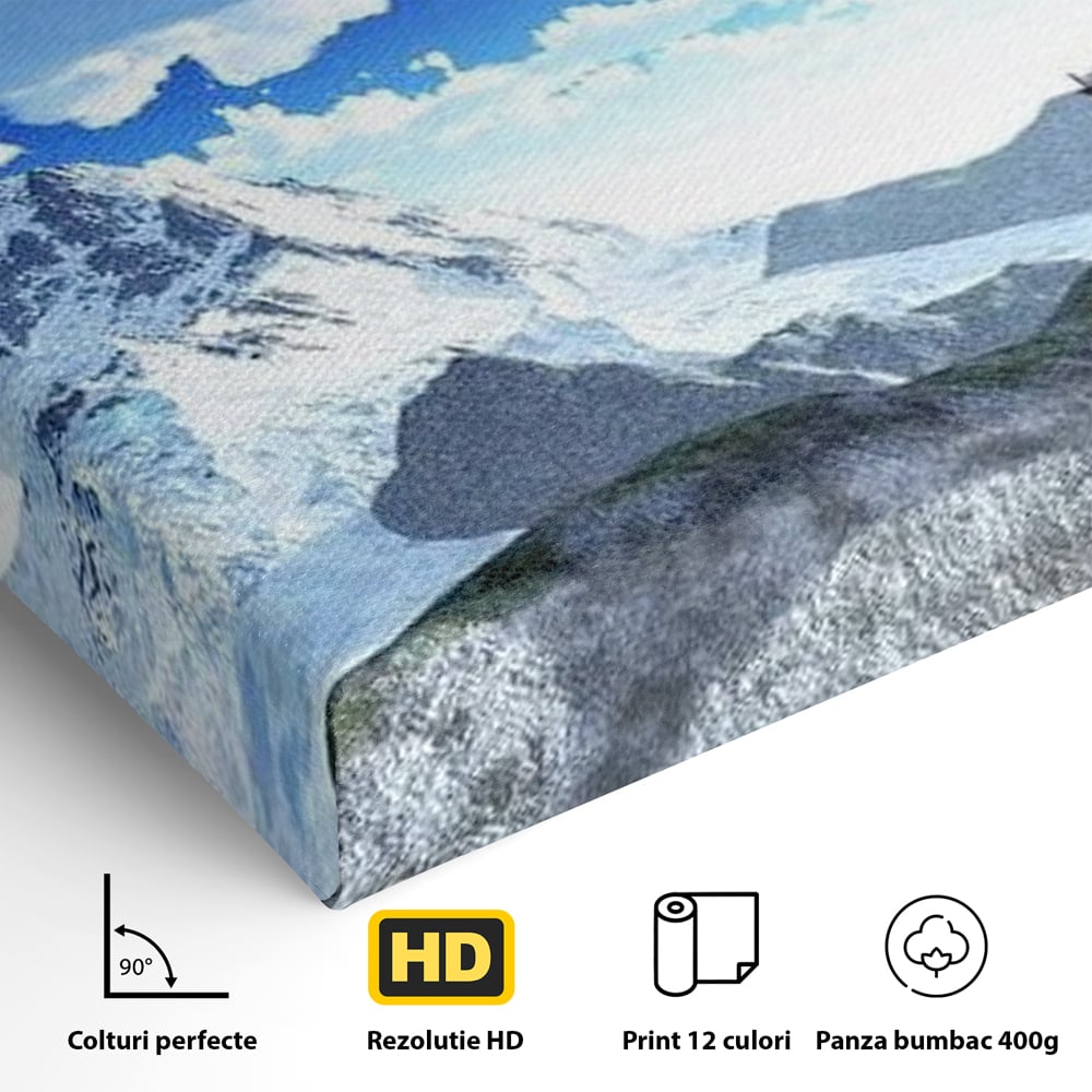 Tablou Canvas Premium, LuxCanva® O1045, Armonie in Himalaya, Templu, Munti, Inzapezit, Cer, Pamant, Orient, Pace, Varf, Mister, Spiritualitate, Asia, Pagoda, Sacru, Nori, Birou, Living, Dormitor
