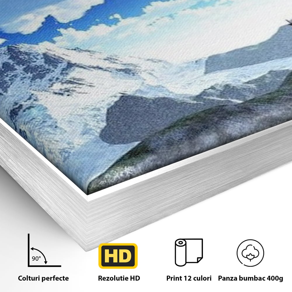 Tablou Canvas Premium, LuxCanva® O1045, Armonie in Himalaya, Templu, Munti, Inzapezit, Cer, Pamant, Orient, Pace, Varf, Mister, Spiritualitate, Asia, Pagoda, Sacru, Nori, Birou, Living, Dormitor