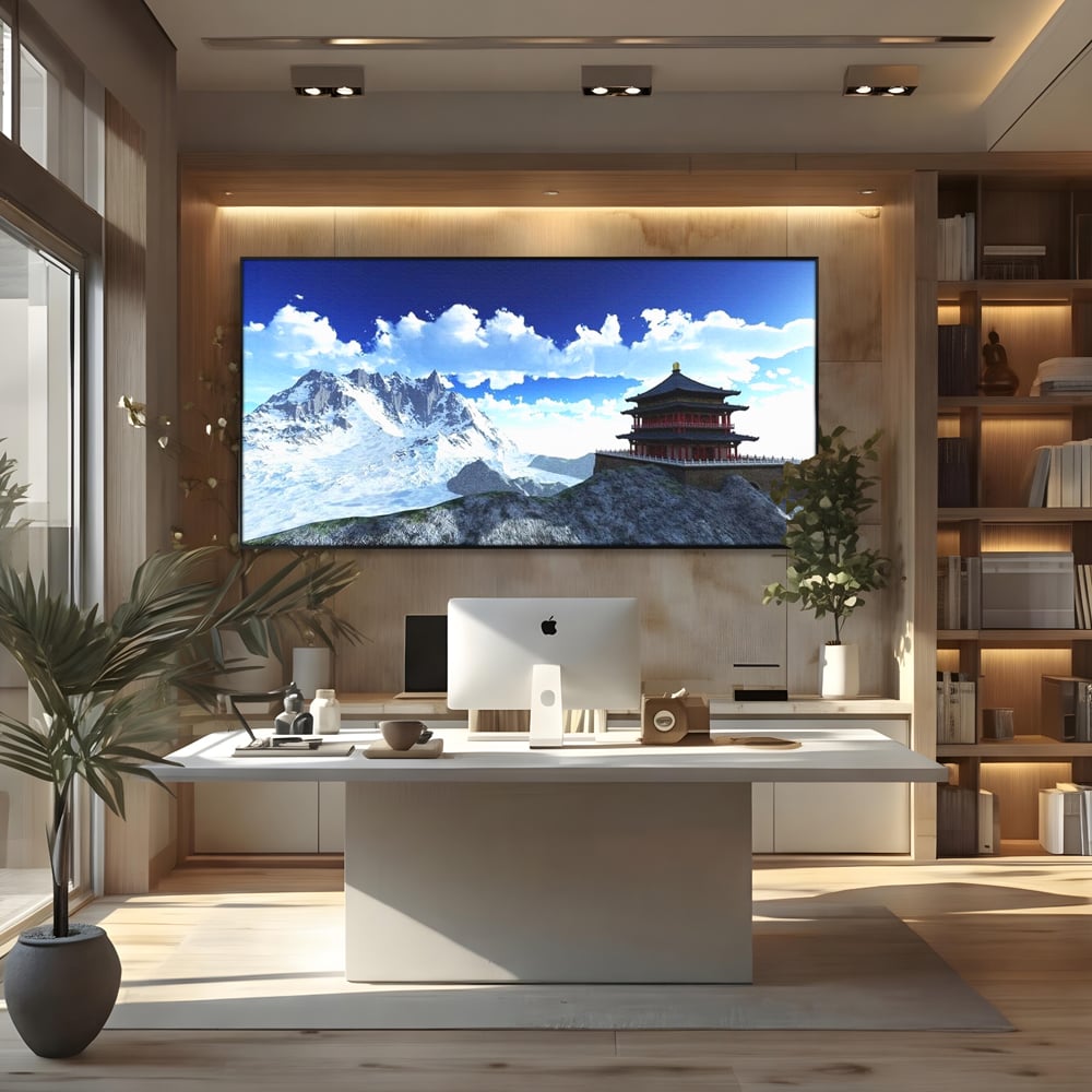 Tablou Canvas Premium, LuxCanva® O1045, Armonie in Himalaya, Templu, Munti, Inzapezit, Cer, Pamant, Orient, Pace, Varf, Mister, Spiritualitate, Asia, Pagoda, Sacru, Nori, Birou, Living, Dormitor