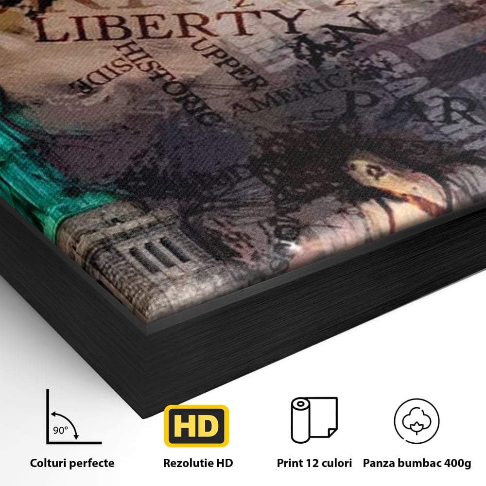 Tablou Canvas Premium, LuxCanva® O1046, Simboluri Americane, Statuie, Libertate, Visare, Manhattan, Abstract, Expresiv, Eclectic, Cosmopolit, Arta, Progres, Independenta, Birou, Living, Dormitor