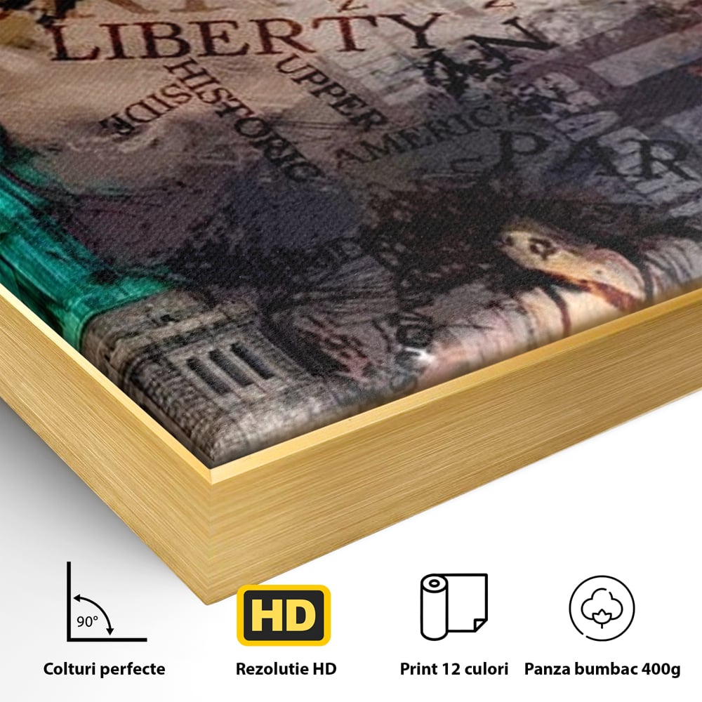 Tablou Canvas Premium, LuxCanva® O1046, Simboluri Americane, Statuie, Libertate, Visare, Manhattan, Abstract, Expresiv, Eclectic, Cosmopolit, Arta, Progres, Independenta, Birou, Living, Dormitor