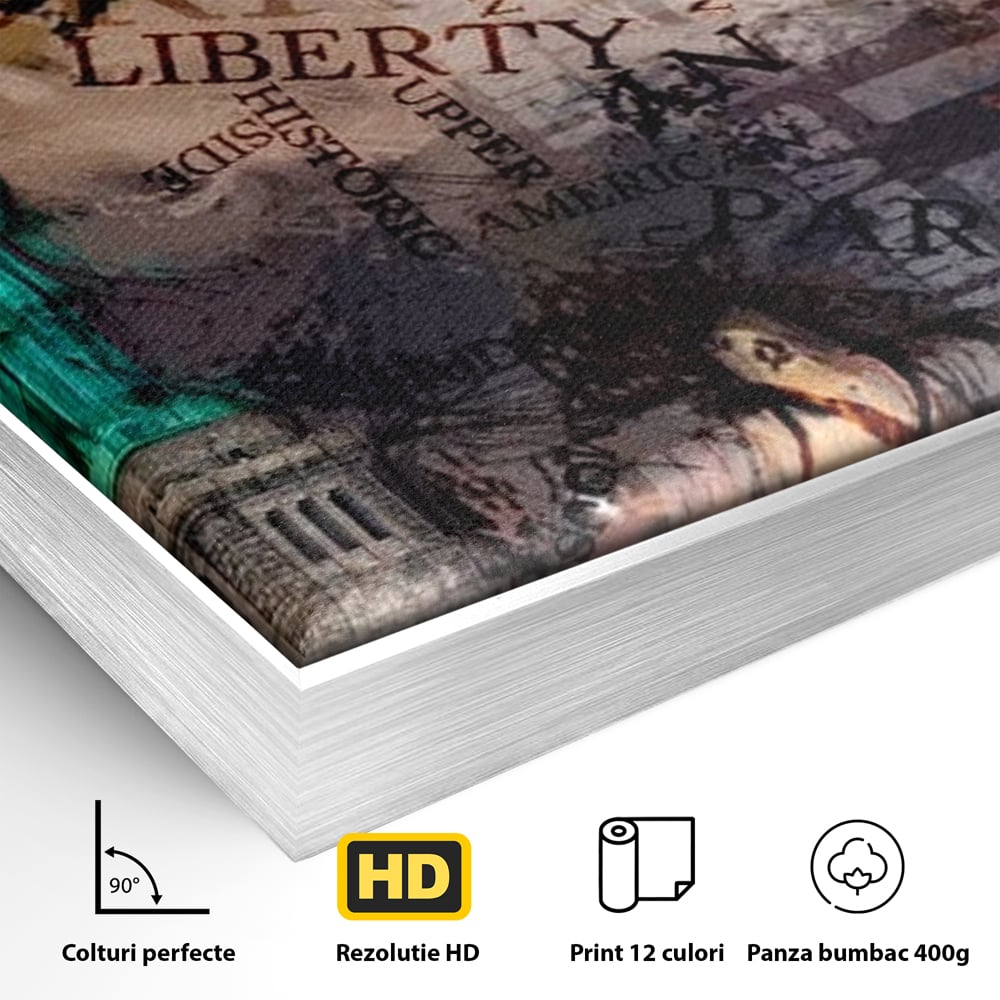 Tablou Canvas Premium, LuxCanva® O1046, Simboluri Americane, Statuie, Libertate, Visare, Manhattan, Abstract, Expresiv, Eclectic, Cosmopolit, Arta, Progres, Independenta, Birou, Living, Dormitor