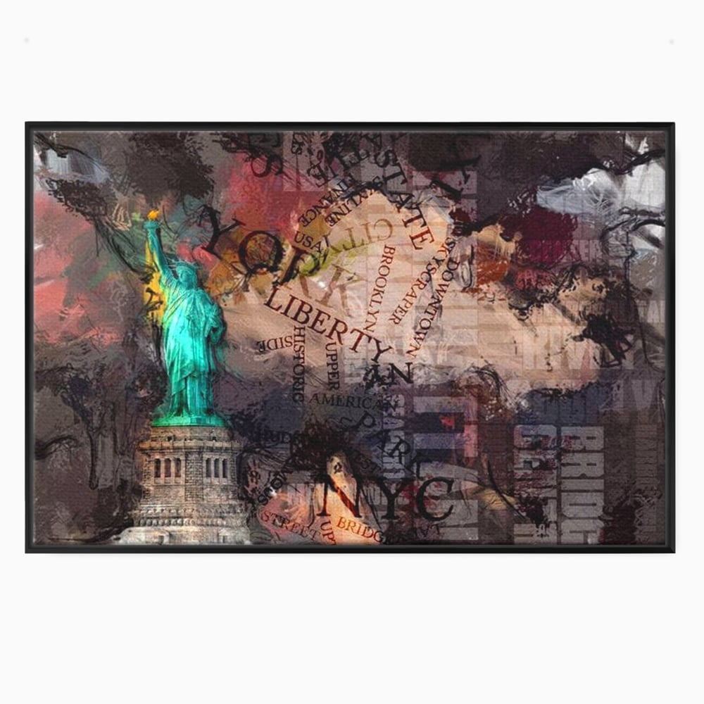 Tablou Canvas Premium, LuxCanva® O1046, Simboluri Americane, Statuie, Libertate, Visare, Manhattan, Abstract, Expresiv, Eclectic, Cosmopolit, Arta, Progres, Independenta, Birou, Living, Dormitor