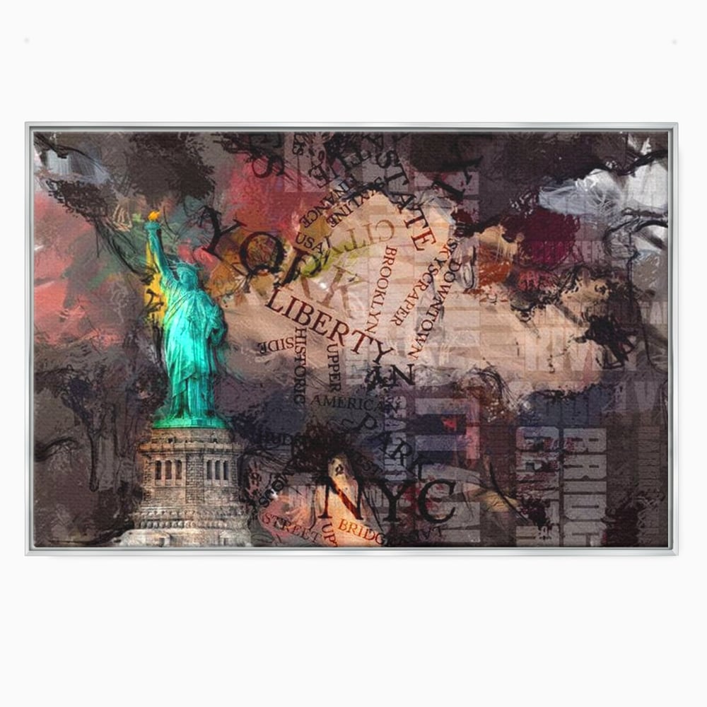 Tablou Canvas Premium, LuxCanva® O1046, Simboluri Americane, Statuie, Libertate, Visare, Manhattan, Abstract, Expresiv, Eclectic, Cosmopolit, Arta, Progres, Independenta, Birou, Living, Dormitor